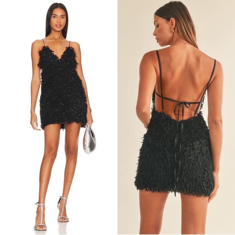 NEW FOR LOVE & LEMONS kamara mini dress in black SZ medium